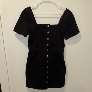 Black Puff Sleeve Mini Dress